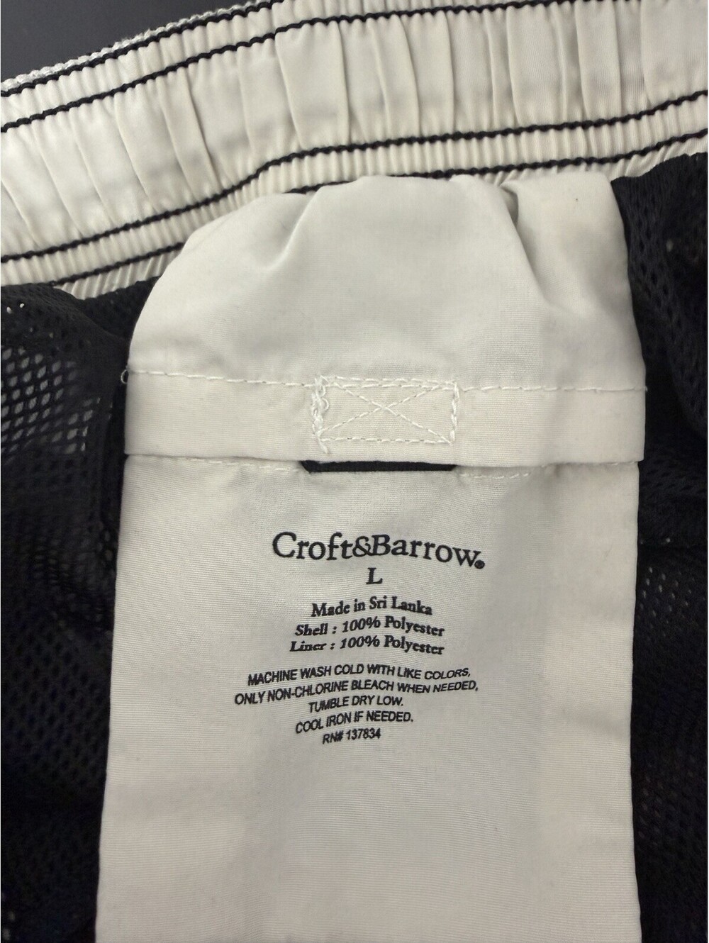 Board Shorts - Croft & Barrow- Black & White Tropical Print - Men’s Size L